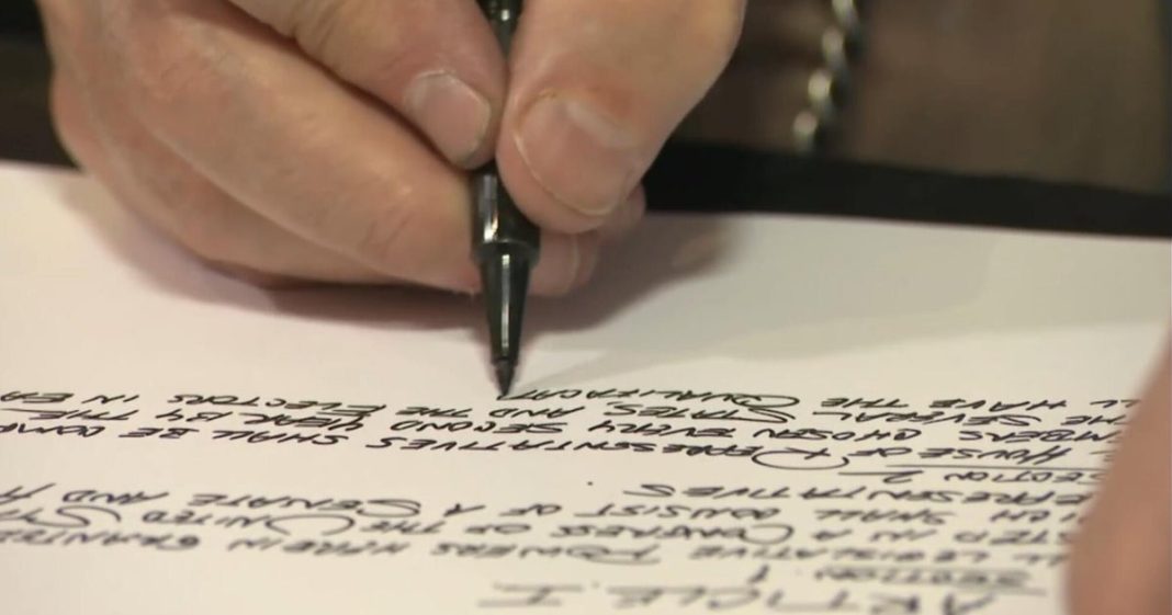 Group meets to handwrite the U.S. Constitution
