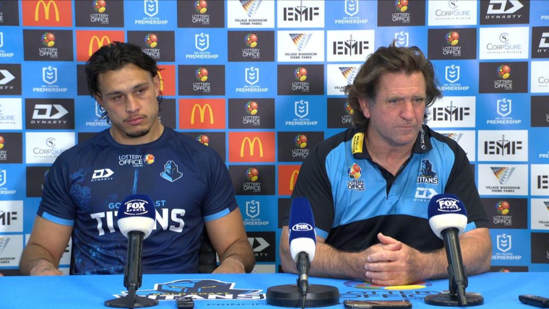 ‘You’re not answering the question’: Des Hasler in fiery exchange with reporter over Fifita’s future