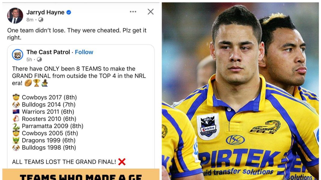 NRL 2025: Jarryd Hayne responds to social media post, Melbourne Storm labelled cheats, salary cap scandal, 2009 NRL grand final, Parramatta Eels, news, videos
